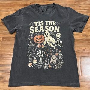 Comfort Colors Cotton Unisex Size Small Charcoal Spooky Halloween T-Shirt